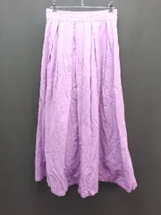 ◇ BEAMS HEART 無地 バックウエストゴム タック ロング フレア スカート サイズM パープル レディース E  【1310130018486】