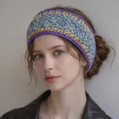 ターバン　多色編み物ヘアバンド【BROWN】【GREEN】【PURPLE】