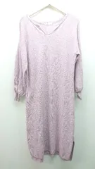 ◇ natural couture ラウンドネック 厚手 ニット 無地 長袖 ロング ワンピース サイズF パープル レディース E  【1310130016765】