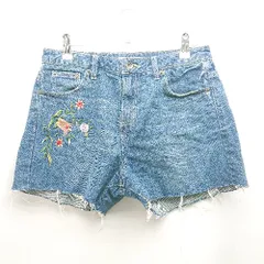 ◇ FREE'S MART 花柄刺繍 カットオフ デニム ショートパンツ サイズM ブルー レディース E  【1310130019728】のサムネイル
