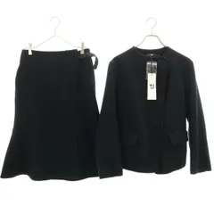 未使用 UNIQLO +J ユニクロ プラスジェイ ダブルフェイス ノーカラー ジャケット 上下 セットアップ S/64 ブラック レディース 古着