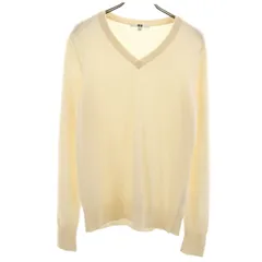 UNIQLO ユニクロ カシミヤ100％ 長袖 Vネック セーター L アイボリー ニット レディース 古着