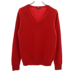美品 UNIQLO ユニクロ カシミヤ100％ 長袖 Vネック セーター S レッド ニット レディース 古着