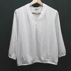 ◇ THE SUIT COMPANY ザ スーツカンパニー ノーカラー Vネック フォーマル 長袖 シャツ サイズ40 ホワイト レディース E  【1310130024074】