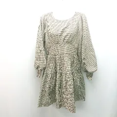 ◇ NICE CLAUP チェック柄 ウエストゴム 裏地あり かわいい 長袖 膝丈 ワンピース サイズF ベージュ レディース E  【1310130025026】