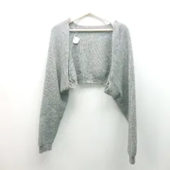 ◇ amioha ニット クロップド丈 トレンド カーディガン おしゃれ 長袖 ボレロ サイズF グレー レディース E  【1310130024883】
