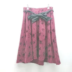 ◇ ◎ r.p.s ウエストゴム 裏地あり 花柄 きれいめ かわいい ロング丈 フレア スカート サイズM ワインレッド レディース E  【1310130024708】