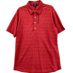 サイズ：6 PEARLY GATES パーリーゲイツ  半袖ポロシャツ ロゴ刺繍 ロゴボーダー柄 レッド系 [240101588415] ゴルフウェア メンズ ストスト