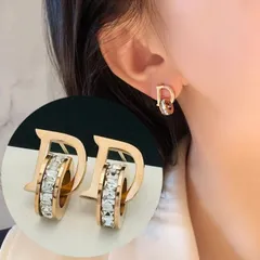 ゴールド フープ ピアス ビジュー 太め 存在感 韓国アクセサリー 大人可愛い きれいめ カジュアル モード デート お出かけ 普段使い レディース