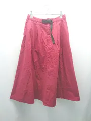 ◇ studio CLIP スタディオクリップ バックウエストゴム ベルト調節 ロング フレア スカート サイズM レッド レディース E  【1310130026740】