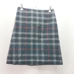 ◇ ROPE' ロペ バックファスナー チェック柄 ミニ丈 台形 スカート サイズ38 ネイビー グレー レッド レディース E  【1310130026412】