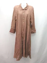 ◇ ZARA ザラ フロントボタン シアー素材 透け感 ロング丈 カジュアル 長袖 シャツ サイズUSA S ブラウン レディース E  【1310130026337】