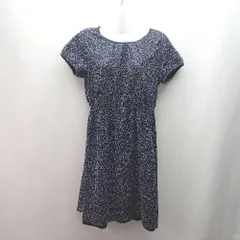 ◇ any SiS ウエストゴム 総レース 裏地あり フレンチスリーブ ひざ丈 ワンピース サイズ3 ネイビー レディース E  【1310130026115】