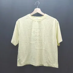 ◇ coen コーエン クルーネック カジュアル 英字 春カラー 半袖 Tシャツ サイズMEDIUM イエロー レディース E  【1310130028393】