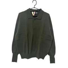 DAKS ダックス メンズ トップス ニットポロシャツ 深緑系 Mサイズ 毛100% B23