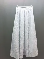 ◇ classicalelf ウエストゴム ストライプ柄 裏地あり ロング フレア スカート サイズL ブルー ホワイト レディース E  【1310130028300】