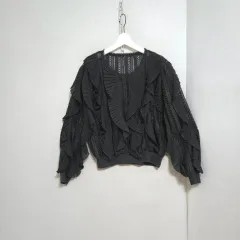 スウェットデザイン レースフリル ブラウス F n6124