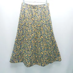 ◇ le.coeur blanc ルクールブラン 花柄 総柄 バックウエストゴム 膝丈 フレア スカート サイズ38 イエロー レディース E  【1310130031089】