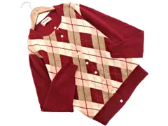 McGregor マックレガー ウール100% アーガイルチェック ニット カーディガン sizeM/赤 ◇■ レディース