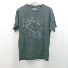 ◇ Champion チャンピオン カジュアル フロントプリント ラフ感 夏向け 半袖 Tシャツ サイズM ブラック メンズ E  【1310130029062】