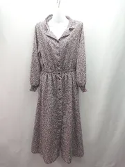 ◇ RAY CASSIN レイカズン 花柄 総柄 レース ウエストゴム 長袖 ロング ワンピース サイズF レッド レディース E  【1310130032550】