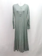 ◇ SENSE OF PLACE ヘンリーネック 無地 ストレッチ 長袖 ロング ワンピース サイズONE カーキ レディース E  【1310130031881】