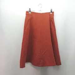 ◇ NATURAL BEAUTY BASIC 無地 バックファスナー シンプル 膝丈 フレア スカート サイズS オレンジ レディース E  【1310130033397】