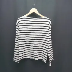 ◇ UNITED ARROWS ボーダー ウール混 オーバーサイズ 長袖 ニット サイズ38 ブラック レディース E  【1310130033939】