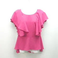 ◇ ZARA ザラ 無地 ペプラム バックファスナー 半袖 ブラウス サイズS ピンク レディース E  【1310130035575】
