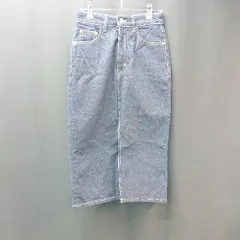 ◇ ZARA ザラ 無地 フロントスリット デニム ロング タイト スカート サイズXS ブルー レディース E  【1310130035308】