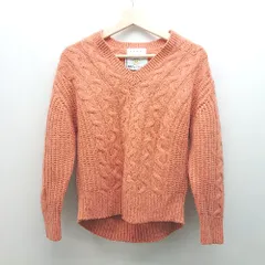 ◇ Simplicite シンプリシテェ Vネック ケーブル編み 羊毛混 長袖 ニット 表記なし オレンジ レディース E  【1310130035131】
