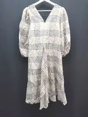 ◇ BIRTHDAY BASH Vネック 薄手 チェック柄 カジュアル 春夏物 長袖 膝丈 ワンピース 表記なし ベージュ レディース E  【1310130042023】