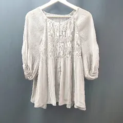 ◇ JEANASIS ジーナシス Uネック 薄手 ボタン カジュアル オシャレ 長袖 ブラウス サイズF ブラウン レディース E  【1310130041934】