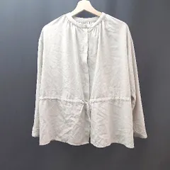 ◇ URBAN RESEARCH DOORS ボタン ノーカラー リボン ストレッチ 薄手 長袖 ブラウス サイズONE ベージュ レディース E  【1310130041910】