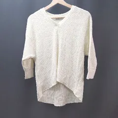 ◇ AZUL BY MOUSSY Vネック ワッフル生地 ストレッチ カジュアル オシャレ 長袖 ニット サイズS クリーム レディース E  【1310130041804】