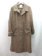 ◇ maru×ehka sopo カジュアル チェック柄 秋冬コーデ 防寒 長袖 ロングコート サイズF ブラウン レディース E  【1310130043266】