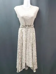 ◇ ◎ LIP SERVICE モックネック 切り返し 裏地 総柄 ニット ノースリーブ 膝丈 ワンピース サイズS ブラウン レディース E  【1310130042733】