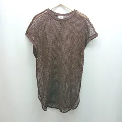 ◇ niko and … ニコアンド Uネック 薄手 透け感 ストレッチ ノースリーブ カットソー サイズF ブラウン レディース E  【1310130042559】