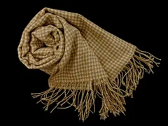 COUP DE CHANCE クードシャンス 千鳥柄 大判 ストール 白ｘベージュ ◇■ レディース