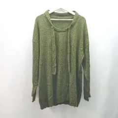 ◇ select MOCA セレクト モカ Uネック ケーブル ストレッチ 起毛 秋冬物 長袖 ニット サイズF グリーン レディース E  【1310130042399】