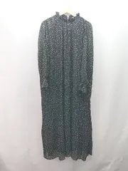 ◇ Bab バブ フリル 薄手 透け感 ドット柄 カジュアル オシャレ 長袖 ロング丈 ワンピース サイズ38 ブラック レディース E  【1310130042375】