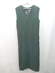 ◇ Bonjour Sagan Vネック バックジップ 裏地 薄手 ノースリーブ ロング丈 ワンピース サイズM ブラック レディース E  【1310130042368】