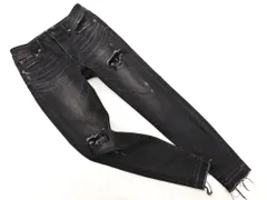 AZUL BY MOUSSY アズールバイマウジー ダメージ加工 カットオフ ストレッチ スキニー デニムパンツ sizeS/黒 ■■ レディース