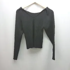 ◇ MERCURYDUO Vネック 透け感なし 伸縮性あり プルオーバー 無地 長袖 カットソー サイズFREE ブラック レディース E  【1310130045918】