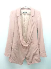 ◇ rienda シングルボタン 裏地あり 肩パット入り 両サイドポケット 長袖 ジャケット サイズM ブラウン レディース E  【1310130045659】