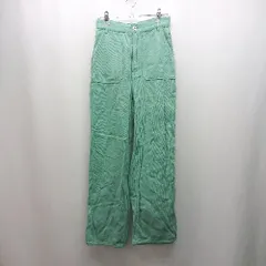 ◇ Lgaom ハイウエスト 両サイドポケット フロントファスナー ストレートパンツ サイズM ターコイズブルー レディース E  【1310130045437】