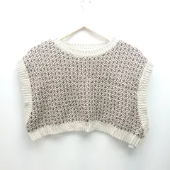 ◇ LOWRYS FARM ローリーズファーム 総柄 ショート丈 アクリル100％ おしゃれ ベスト サイズF ブラウン レディース E  【1310130047615】