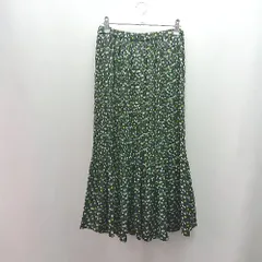 ◇ LOWRYS FARM ローリーズファーム 小花柄 ウエストゴム 綺麗め ロング プリーツ スカート サイズF グリーン レディース E  【1310130047301】