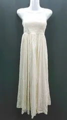 ◇ KBF ケービーエフ 無地 異素材切替 ギャザー ロング ワンピース サイズ34 アイボリー レディース E  【1310130048544】