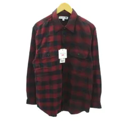ユニクロ UNIQLO × ジェイダブリューアンダーソン JW ANDERSON コラボ タグ付き フランネルシャツ ブロックチェク 切替 オンブレチェック 長袖 M 赤 黒 レッド ブラック 1125